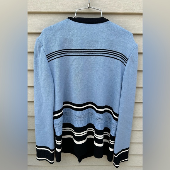 St John By Marie Gray Blue Black Striped  Size 6 Knit Sweater - Picture 7 of 7